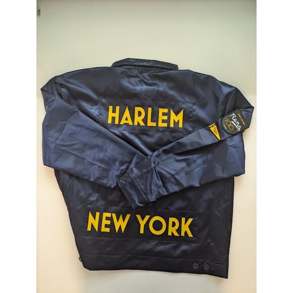 Puma x Black Fives Rens Harlem New York Satin Jacket XXL Navy Blue Gold NWT - Picture 2 of 8